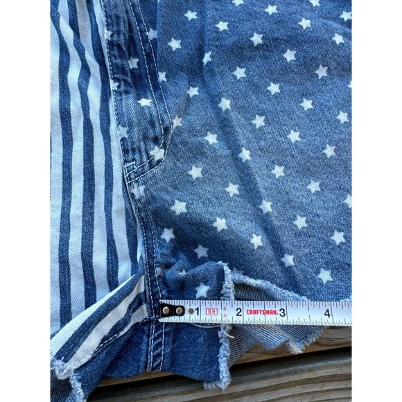 DICKIES Stars & Stripes Print 5-Pocket‎ Shorts Frayed Hem y2k Look Sz 30 g1 - Picture 5 of 6